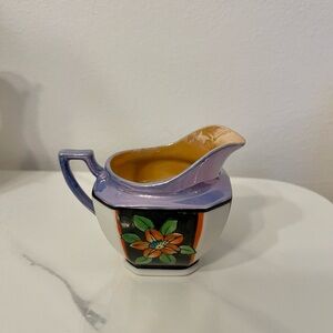 Antique Japanese Hand-Painted Lusterware Creamer with Floral Design 1930- 1950